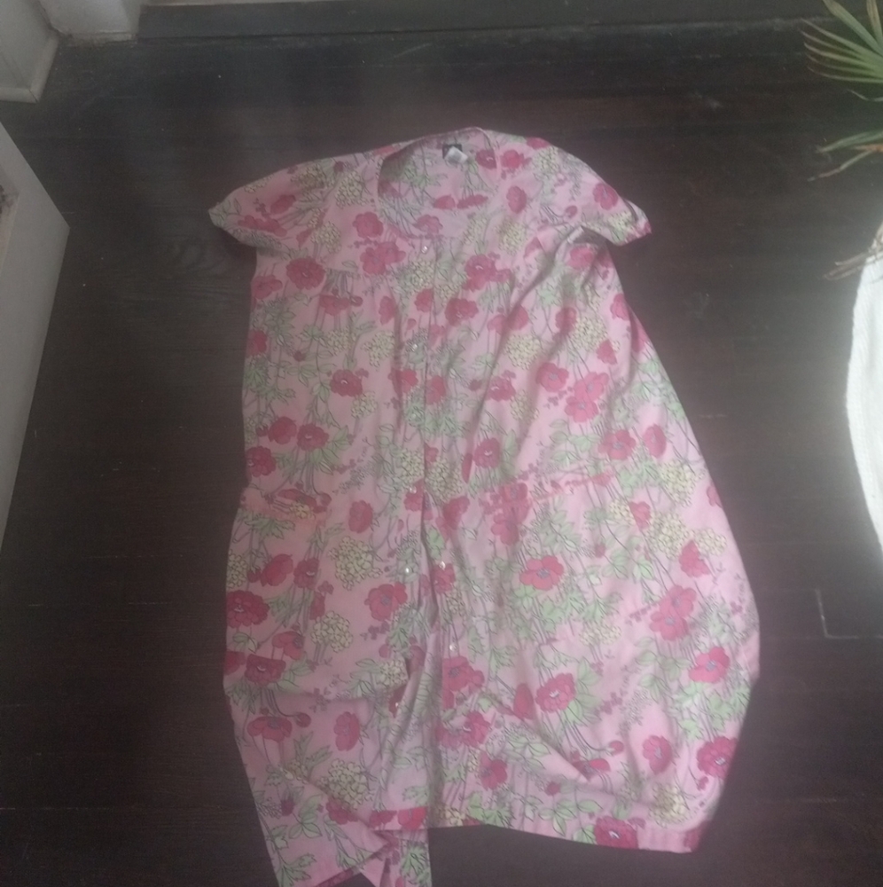 Vintage Basic Edition Womans House Dress Mumu Floral Size Large Colorful